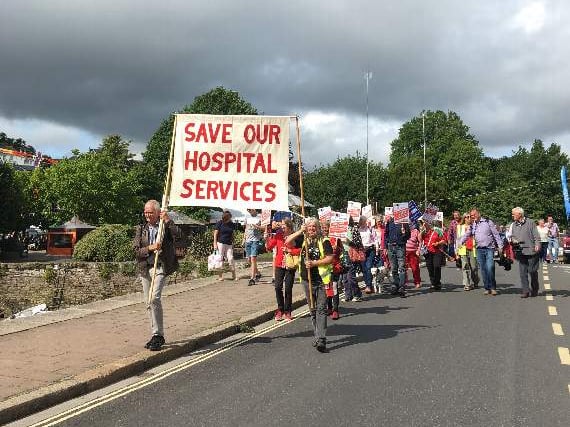 Protest march against closure of cottage hospital