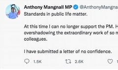 Totnes MP Anthony Mangnall submits letter of no confidence