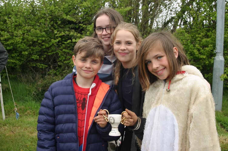 The under 11s class winners, the Worm Raiders team, with 27 worms. Left to right - George Tucker, Ella Steele, Indigo Dean and Arthur Dickinson
