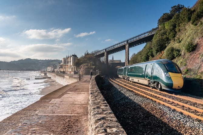 A Great Western Railway train makes its way along the Dawliosh seafront. Picture GWR