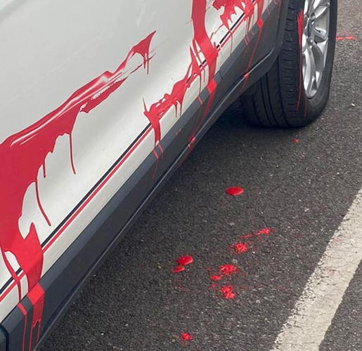 The red paint poured on the vehicleured red paint over the vehicle and left a threatening note on the windscreen during the 460-mile round trip. He had a professional working relationship with a former colleague at a hotel near Crawley between December 2021 and March 2022, however he quickly developed an infatuation with her.This included sending her an unwanted bracelet, contacting her work colleagues about her shift patterns without her permission and sending unwanted text messages.