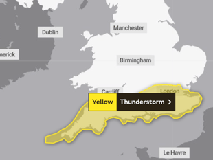 Met Office issues thunderstorm warning for Devon 