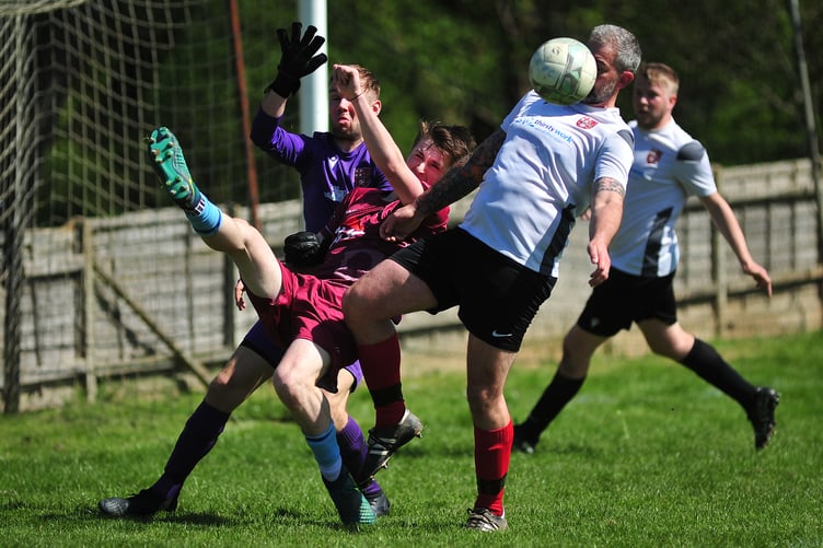 South Devon League football. Belli Cup action from Chudleigh Athletic versus Morley Rangers. A comprehensive 5-0 win for Chudleigh