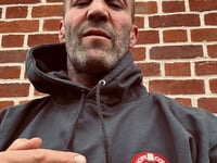 Hollywood hard man sports Hope Cove hoodie