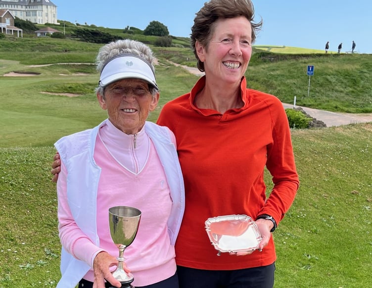 Thurlestone GC- Ladies club champion Jennifer Roberts, winner of the Oswald Cup and Julia Dorey, winner of the Ford Salver
