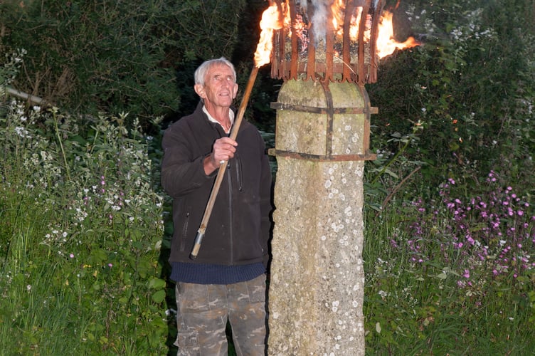Strete beacon was lit by Ian Cumberlidge.
Photo: Nick Shepherd