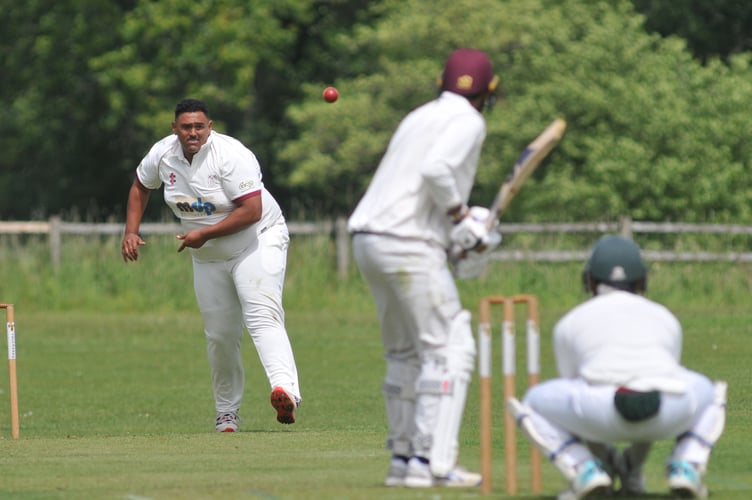 Devon Cricket League B Division. Chudleigh versus Stoke Gabriel. Stoke's Justin Pringle.  Five wicket win for Stoke Gabriel. Chudleigh 163/7 (41.0) Stoke 164/5 (34.4),