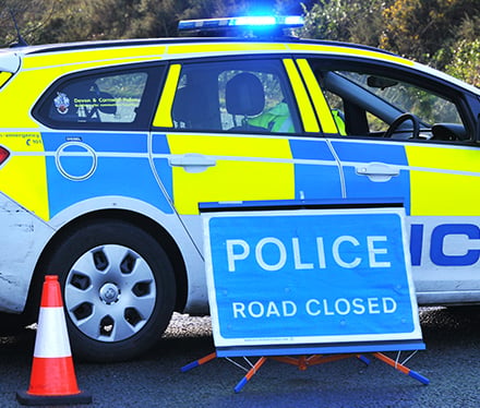 A38 closed by lorry fire