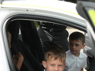 Harbertonford pupils receive a visit from a policeman