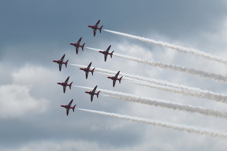 Teignmouth Air Show. Diamond nine formation - The Red Arrows
