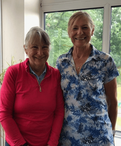 Dartmouth GC- Ladies' Captain Chris Mayer and Jules Vincent