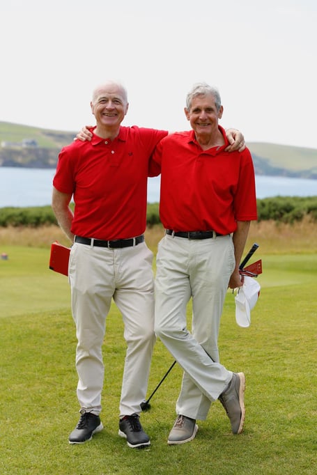 Thurlestone club captain Jim Stewart on Captains day with past captain John Mahood