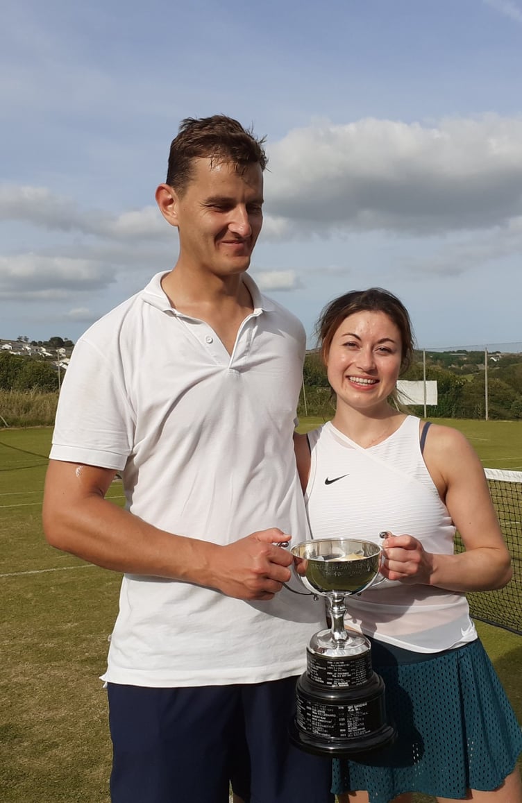 Bryan Brown mixed doubles winners Tom and Alice