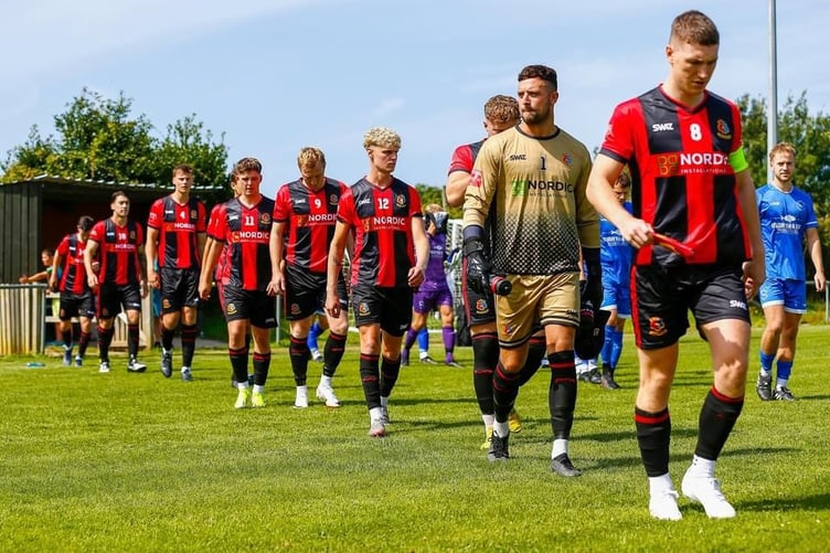 Tavistock FC players taking to the pitch