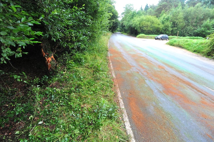 Scene of a serious RTC on the  connecting road between A380 Telegraph Hill (Texaco Garage) and A38 (Racecourse Junction). Fire people were taken to hospital after the incident