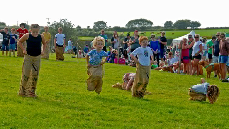 The sack race at Stoke Fleming Show