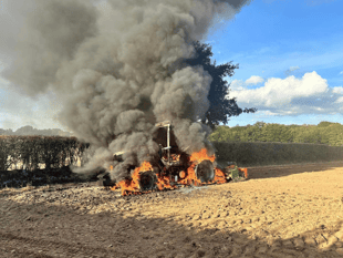 Tractor fire at Bittaford severely damages hay bailing unit