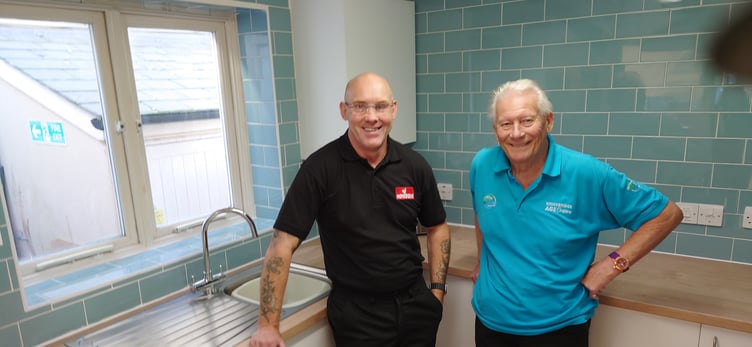 Kingsbridge Care Hub New Kitchen From Left Darren Clarke and Graham Smith