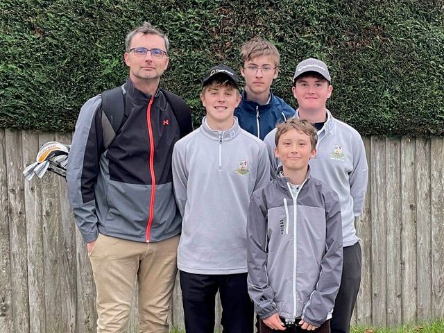 Thurlestone team, Shane Robson with Juniors Finn Robson, William Hoskin, George Inch and Will Robson