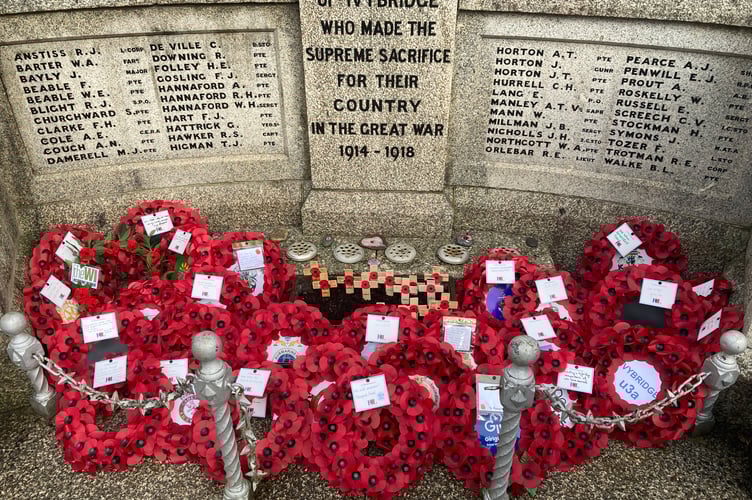 The wreaths at the War Memorial