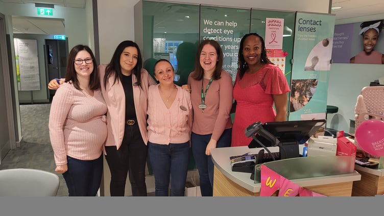 Staff at Totnes Specsavers wear it pink