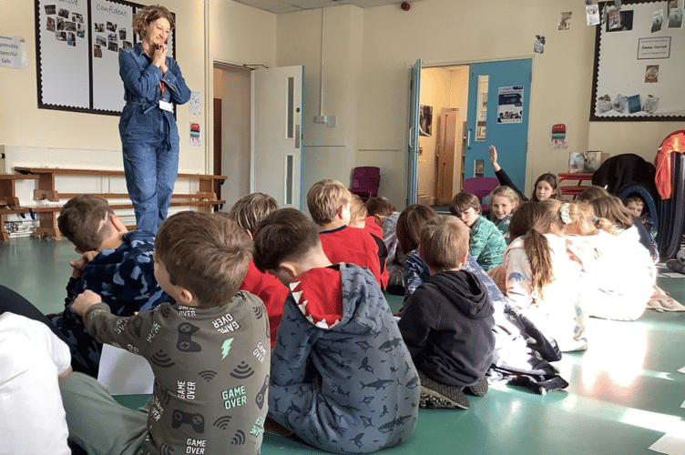 Author Emma Caroll meets the children at Blackawton Primary School