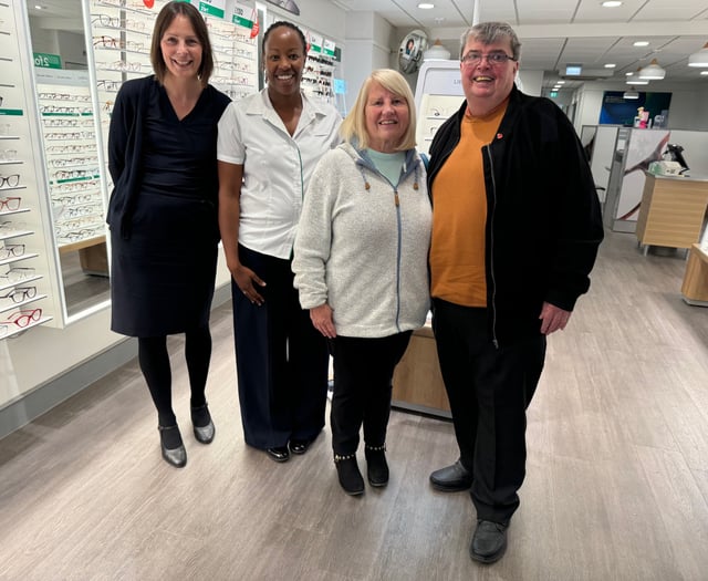 Totnes Specsavers teams up with Purple Angel charity