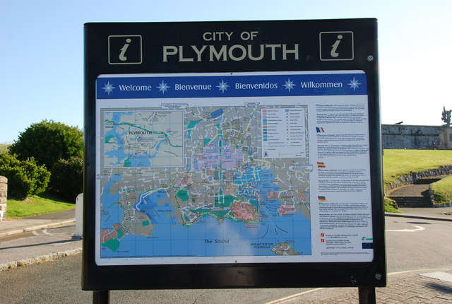 Tourist information board at the junction of Madeira Road and Hoe Road - Jeff Collins