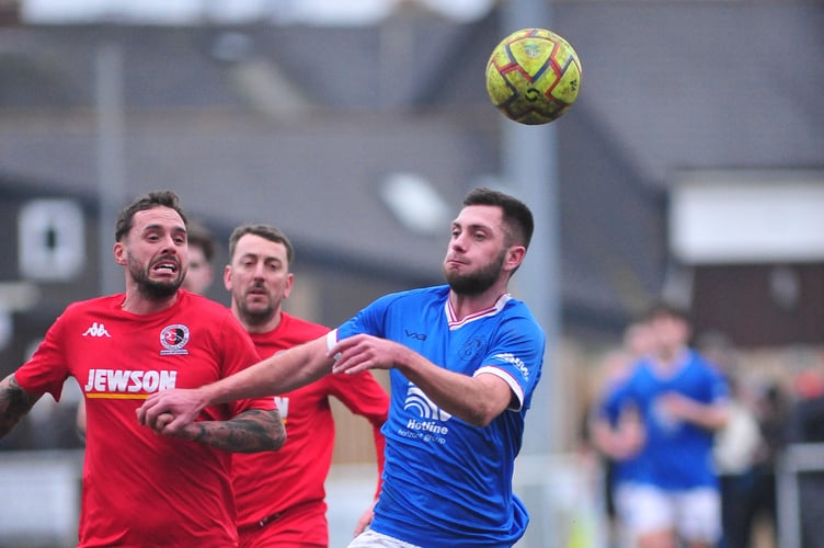 Football. South West Peninsula League: Newton Abbot Spurs versus Honiton Town. A 4-1 win for Spurs