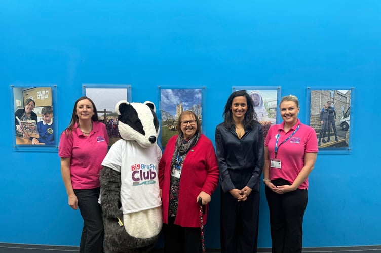 L-R Clare Foster, Bob the Badger, Mary Aspinall, Reena Patel and Anna Mansfield