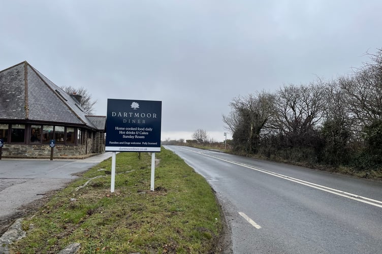 Dartmoor Diner, near the scene of the accident today which has closed the road on Roborough Down.