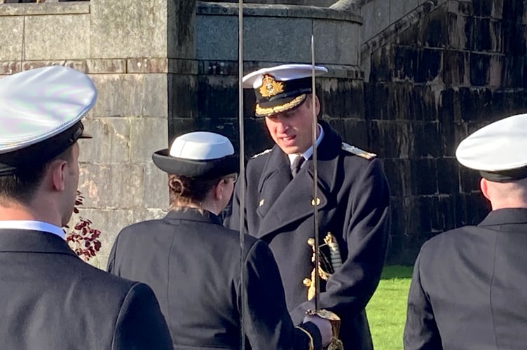 Prince William at a passing out ceremony in Dartmouth in 2023