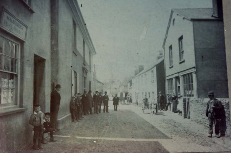 Higher Town, Malborough with Post Office, pub and Callenders Stores