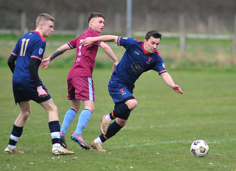 South Devon Football League Herald Cup action from Chudleigh Athletic versus East Allington United  A single goal from East Allington ended Chudleigh's run in the Herald Cup