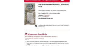 Isle of Mull recalls cheese over E. coli