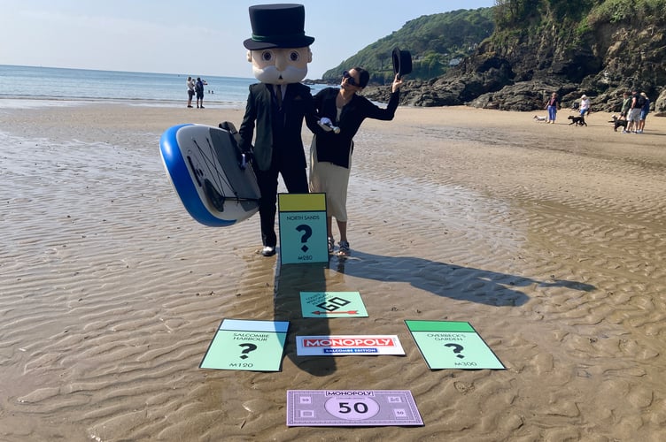 Mr Monopoly with Yasmin East at North Sands