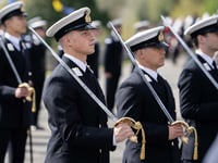 Royal Navy officers pass out at Dartmouth's Britannia College