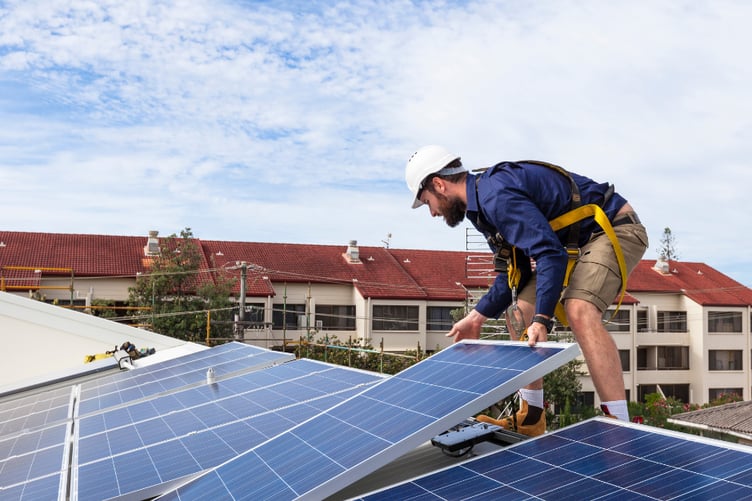 Solar panels being installed