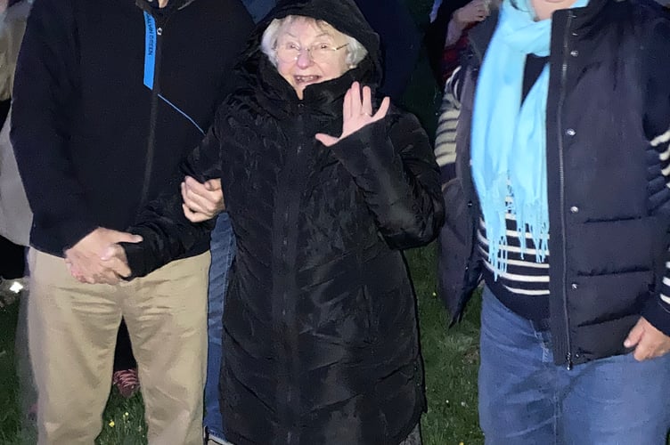 Glenys (Mumsy) with Juliet and Crispin after lighting the beacon