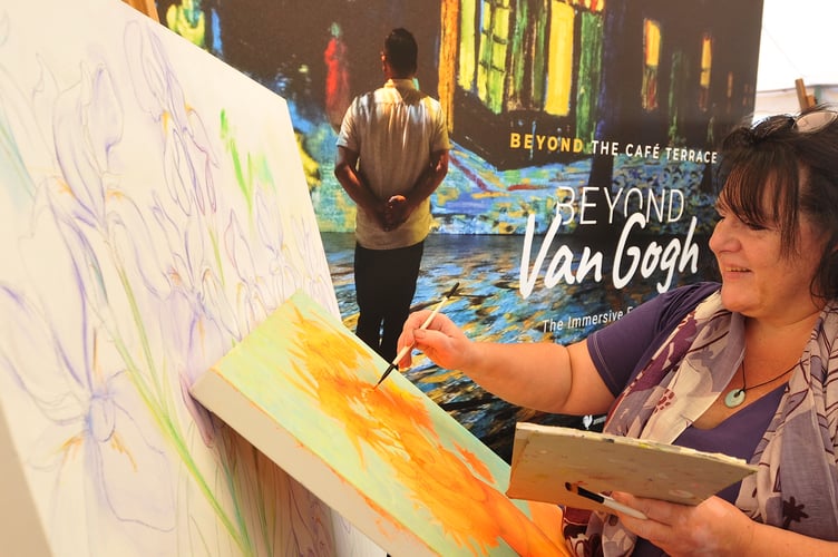 Devon County Show. Artist Anita Nowinska from Harberton near Totnes will be painting in the Beyond Van Gogh Experience at the show. Visitors will be able to get a preview of the event which is set to visit Westpoint this autumn