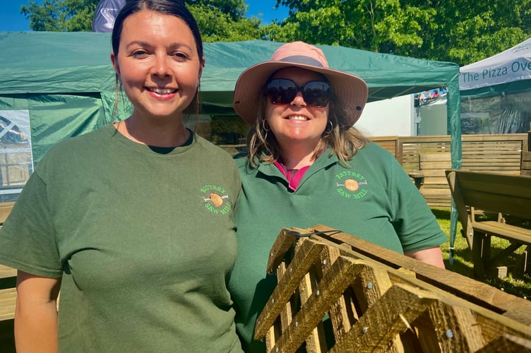 Devon County Show. Kirsty Prouse (left) and Jennifer Richards (right) representing Rattery Sawmill Ltd.