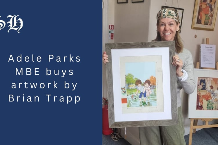 Adele Parks MBE buys Brian Trapp artwork.