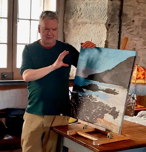 Mark Fielding photo talking about his painting