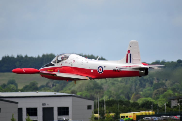 Riviera Air Show. Exeter Airport was used as a staging airfield for many of the aircraft taking part. Low pass by the  Jet Provost 
