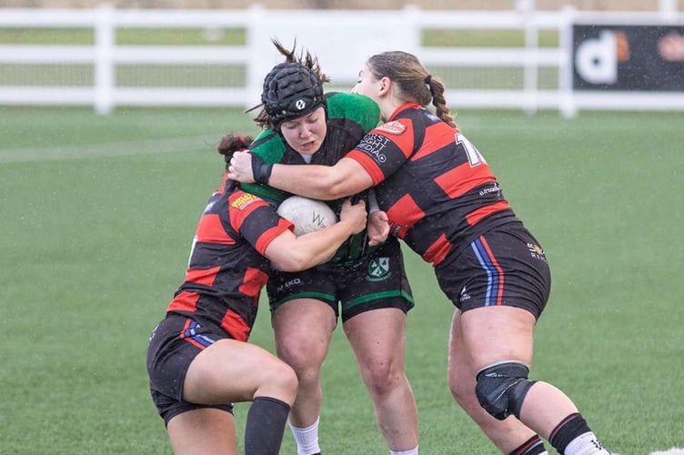 Tracey Lumley in action on the rugby pitch.  
