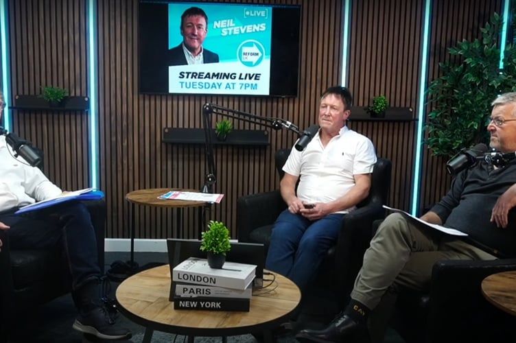 A podcast recording with Rob Sheridan (left), Neil Stevens (centre) and Tony Stevens (right) (Image courtesy YouTube Neil Stevens)
