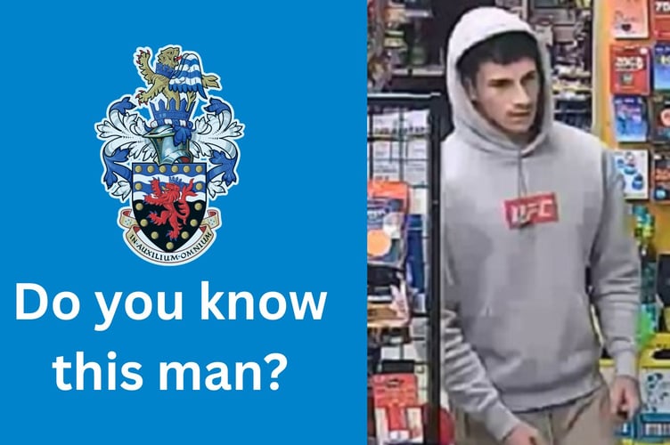 Do you know this man? Wanted in connection with a Plymouth shop robbery.