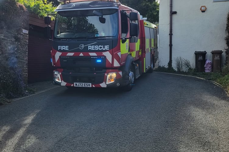 A fire tender in action