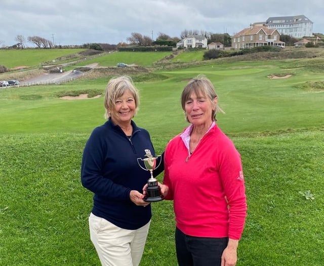 Lesley lifts Thurlestone’s Tregelles Trophy aloft
