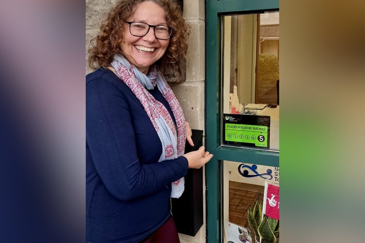 Suzi Garrod from Next Steps Together at Tumbly Hill with their new 5-star hygiene rating.